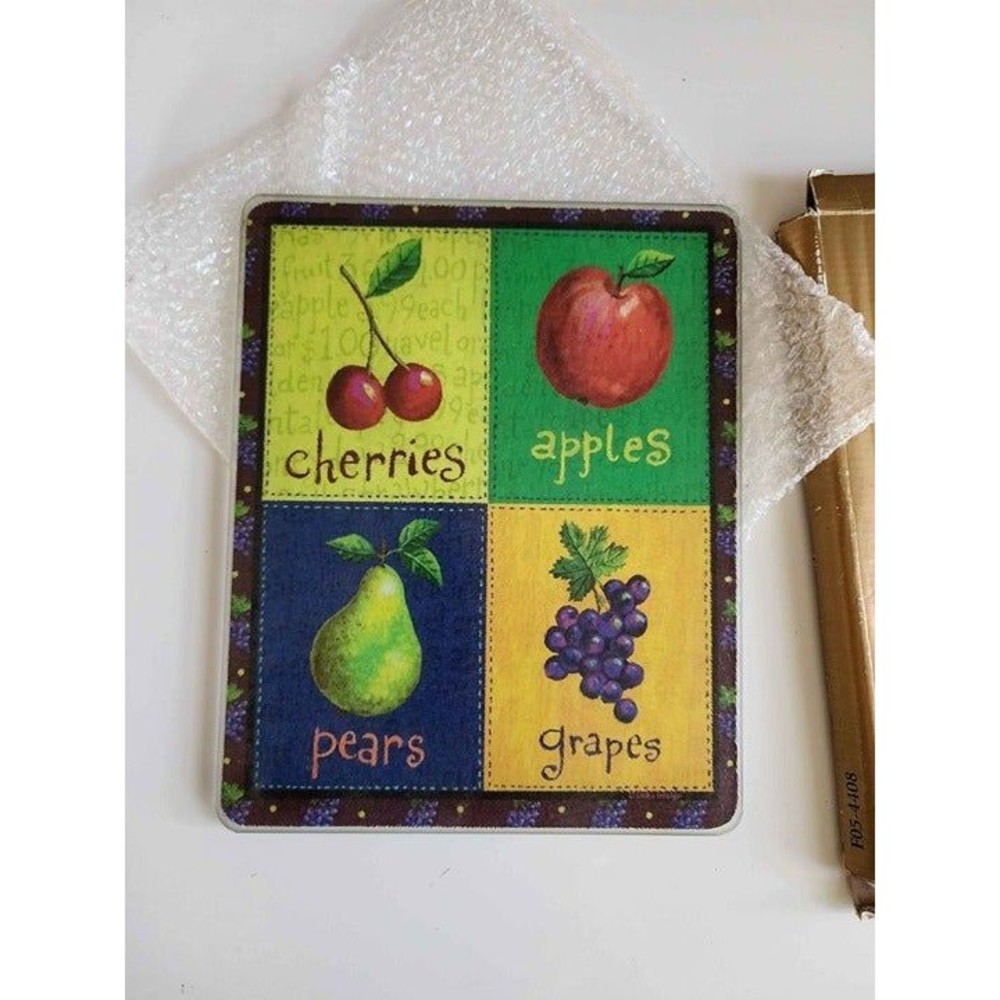 Vintage Fruit Theme Glass Charcuterie 8x10 Kitchen Decor Home Food Cutting Board